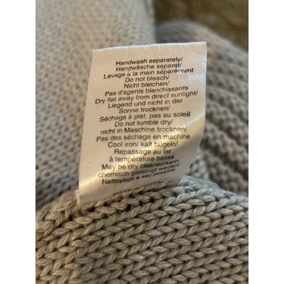 Poetry Light Gray Open Shawl Collar Sweater Relaxed Cardigan Medium 100% Cotton - Picture 7 of 7